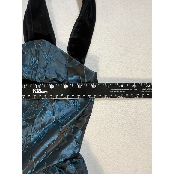 Lulu's Black Aqua Formal Tie Shoulder Jacquard Midi Large Whimsigoth EUC - Picture 8 of 9
